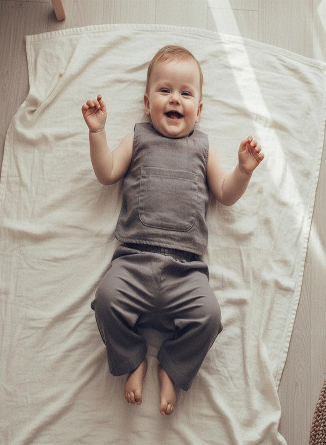 Douhoow Toddler Baby Girl Outfits Sleeveless Round Neck Baby Tank Tops Pants Boys Girls Summer Clothes (Russet, 6-12 Months) - Image 4
