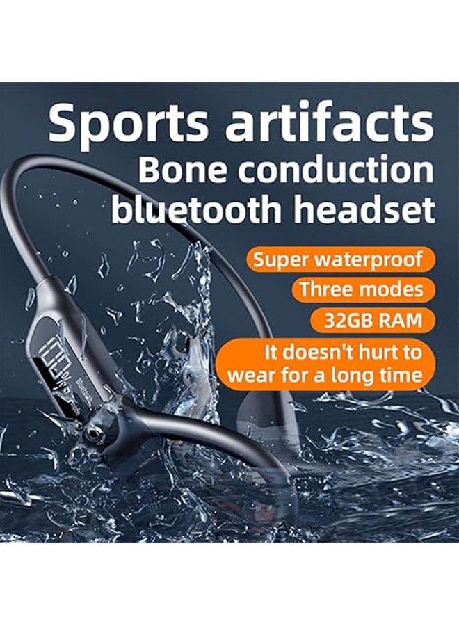 general Bone conduction headphones, wireless Bluetooth 5.3 open-ear headphones, IPX8 waterproof, 8 hours, built-in 32G MP3 memory, suitable for running, cycling, driving - Image 2