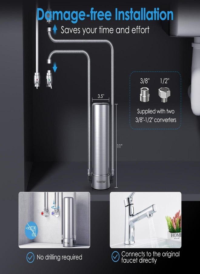 Waterdrop AS13 Under Sink Water Filter System, Reduces Lead, Chlorine, Bad Taste & Odor, PFAS, NSF/ANSI 42 Certified, No Drilling Required 6 Stage Stainless Steel Under Sink Water Filtration System - Image 3