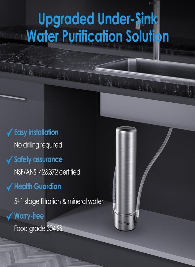 Waterdrop AS13 Under Sink Water Filter System, Reduces Lead, Chlorine, Bad Taste & Odor, PFAS, NSF/ANSI 42 Certified, No Drilling Required 6 Stage Stainless Steel Under Sink Water Filtration System - Image 2