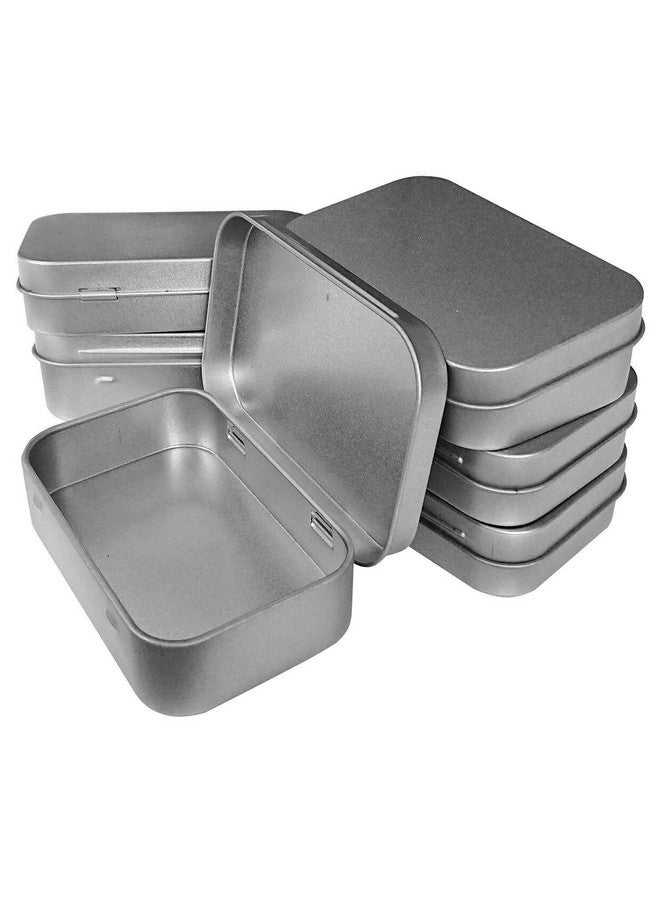 Hulless 6 Pcs Metal Hinged Tin Box Container Mini Portable Small Storage Container Kit with Lid for Home Storage 3.7x2.3x0.8 Inch, Silver - Image 1