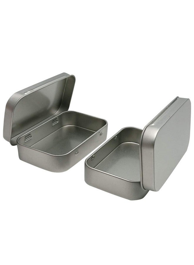 Hulless 6 Pcs Metal Hinged Tin Box Container Mini Portable Small Storage Container Kit with Lid for Home Storage 3.7x2.3x0.8 Inch, Silver - Image 5