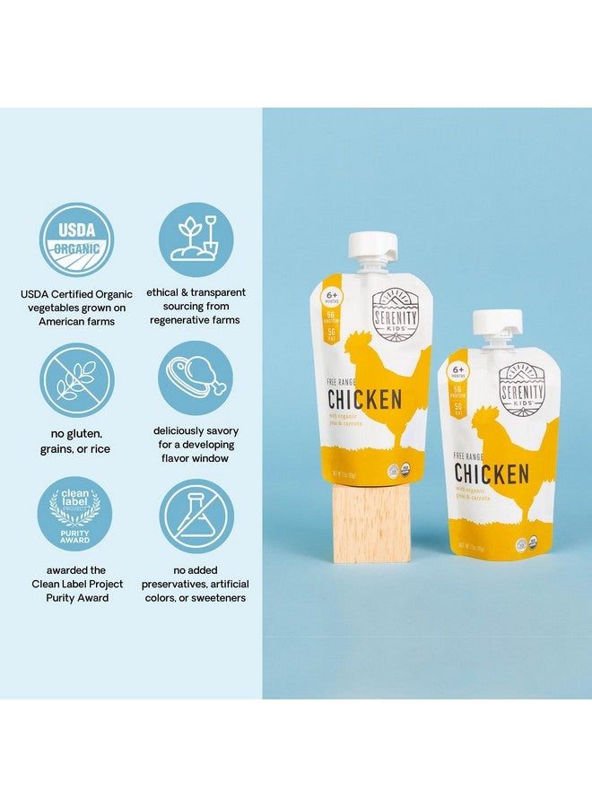 Serenity Kids 6+ Months Baby Food Pouches Puree Made with Ethically Sourced Meat & Organic Veggies - 3.5 Ounce BPA-Free Pouch - Free Range Chicken, Pea, Carrot - 6 Count - Chicken Baby Food Puree - Image 4