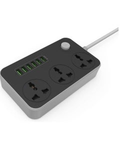 ELTRAZONE Universal Power Strips 3 Way Outlets 6 USB Plug Ports Surge Protection Power Socket Switch with Wall mount Fast Charging with Fuse and Shutter Extension Lead  - Image 1