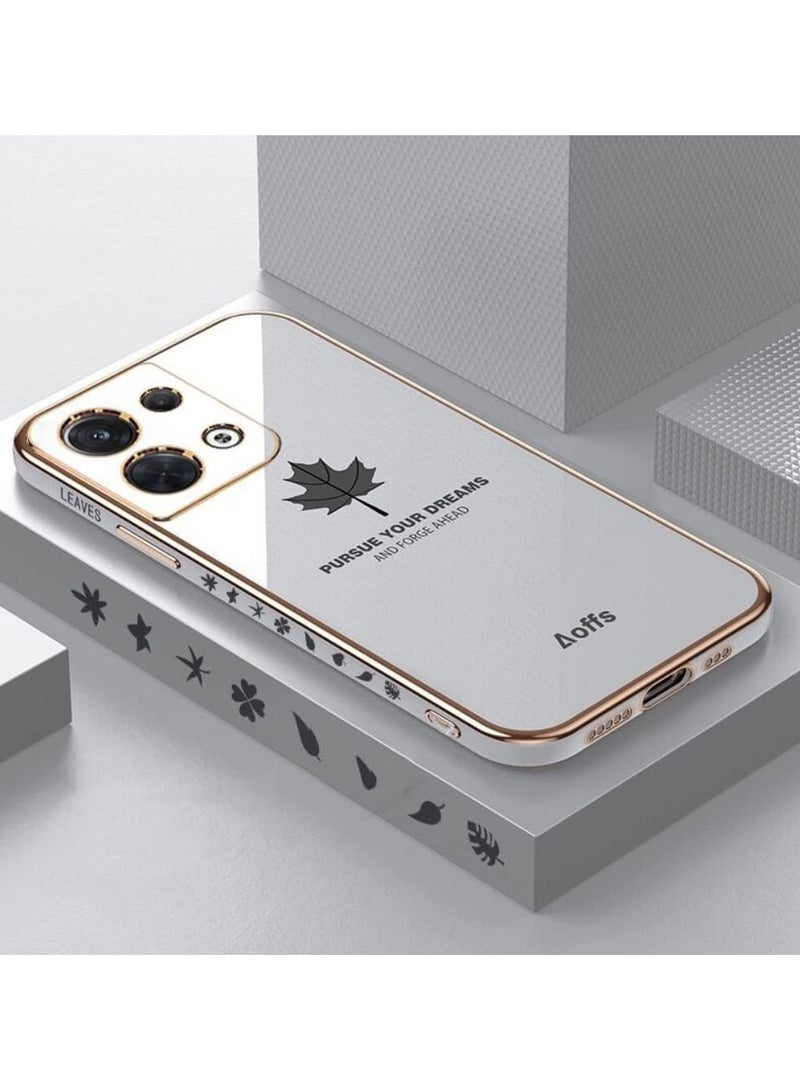 Case Compatible with OPPO Reno 8 Pro 5G (Reno8 Pro 5G), Maple Leaf Pattern Ultra Thin TPU Bumper Shockproof Soft Cover Electroplating Phnom Penh Design Silicone Slim Case