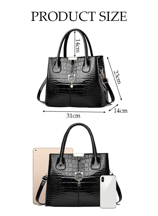 DUNISO Womens Shoulder Bag Soft Leather Messenger Bag Simple And Fashionable Handbag Stone Pattern With Kitten Pendant Adjustable Shoulder Strap Suitable For Commuting Travel Shopping Storage And Organization - Image 2