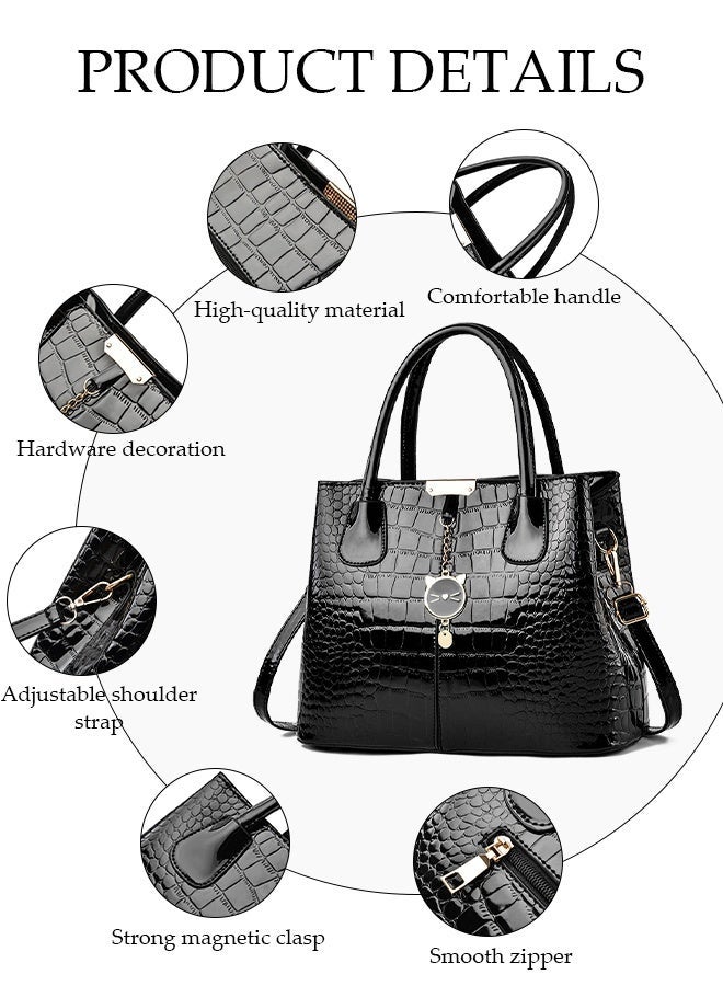 DUNISO Womens Shoulder Bag Soft Leather Messenger Bag Simple And Fashionable Handbag Stone Pattern With Kitten Pendant Adjustable Shoulder Strap Suitable For Commuting Travel Shopping Storage And Organization - Image 4