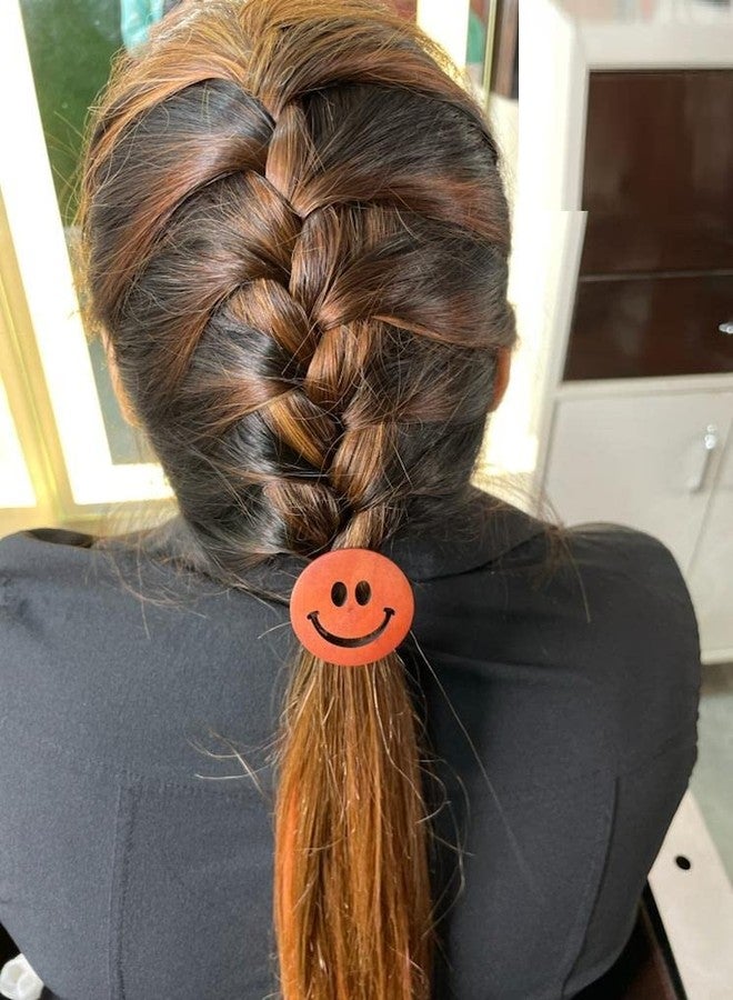 STRIPES® essentials 2 Pair Cute Wooden Elastic Rubber Bands Smile Face Design Rubber band For Ponytail Hair Tie, Hair Accessories Retro Style Fashion Hair Accessory For Women and Girls - Image 5