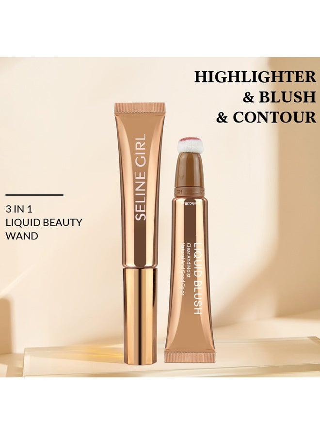 SELINE GIRL 3-IN-1 Liquid Contour Stick, Highlighter & Blush & Contour Stick, Multi-Purpose Contour Makeup, Cream Contour Long Lasting and Waterproof Cosmetic #07 Terracotta - Image 3