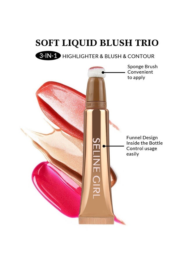 SELINE GIRL 3-IN-1 Liquid Contour Stick, Highlighter & Blush & Contour Stick, Multi-Purpose Contour Makeup, Cream Contour Long Lasting and Waterproof Cosmetic #07 Terracotta - Image 4