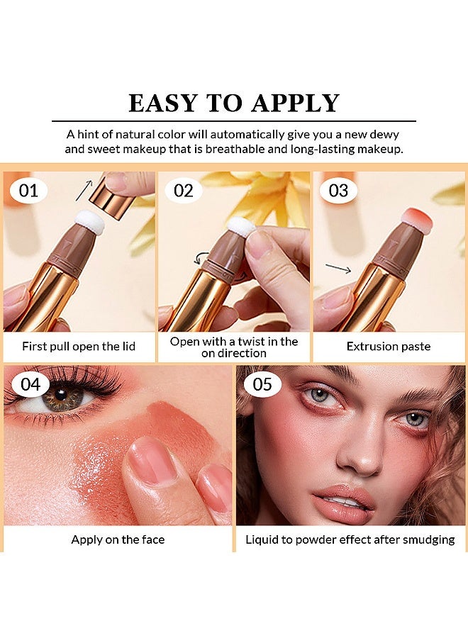 SELINE GIRL 3-IN-1 Liquid Contour Stick, Highlighter & Blush & Contour Stick, Multi-Purpose Contour Makeup, Cream Contour Long Lasting and Waterproof Cosmetic #07 Terracotta - Image 5