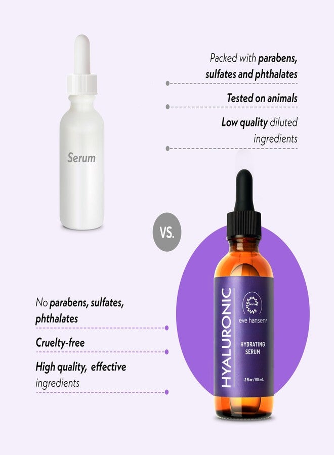 Eve Hansen Hydrating Hyaluronic Acid Serum for Face with Vitamin C, Vitamin E, Green Tea | 72% Organic Firming Facial Moisturizer, Anti-Wrinkle, Skin Plumper (1 oz) - Image 4
