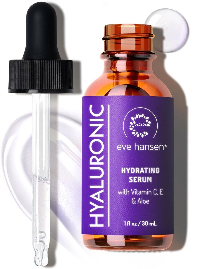 Eve Hansen Hydrating Hyaluronic Acid Serum for Face with Vitamin C, Vitamin E, Green Tea | 72% Organic Firming Facial Moisturizer, Anti-Wrinkle, Skin Plumper (1 oz) - Image 1
