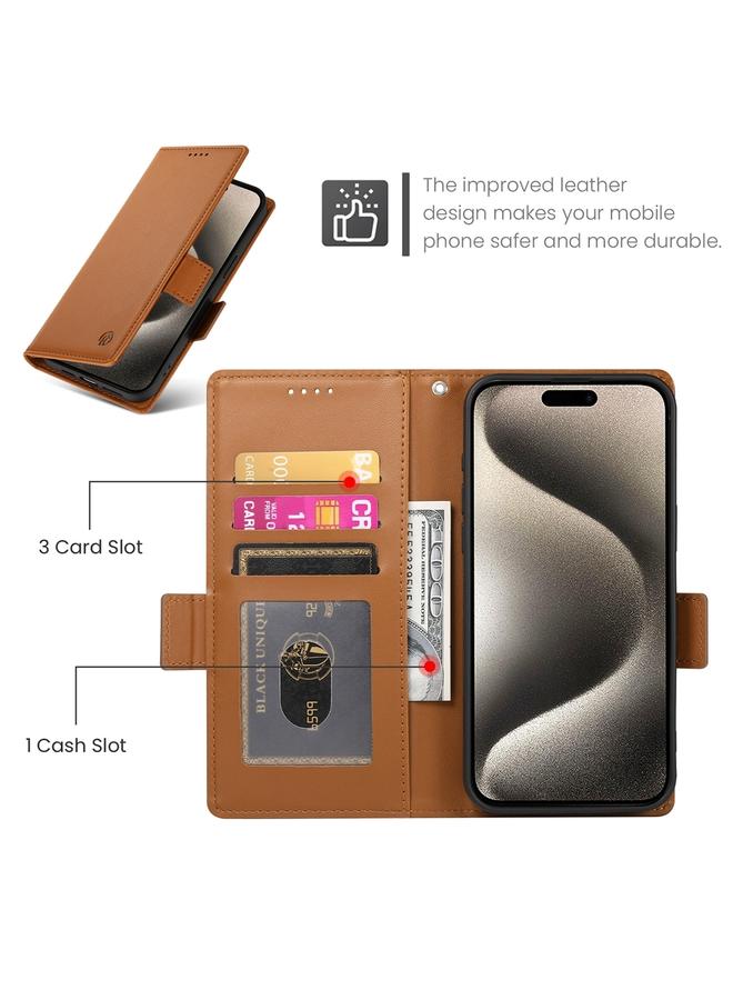 اس-توب جراب لهاتف iPhone 15 Pro مع مشبك جانبي مغناطيسي من الجلد المصقول - Image 4