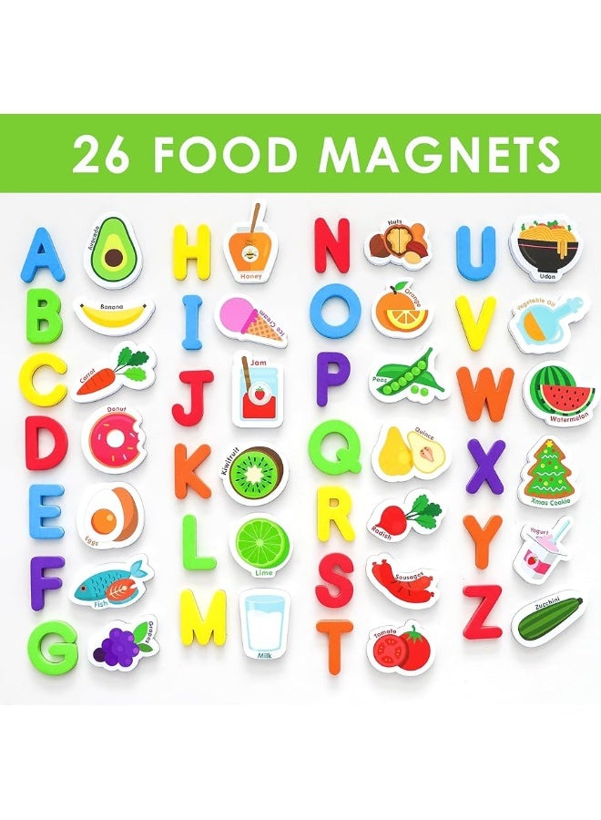 Curious Columbus - Fridge Magnets for Toddlers - Learning Magnets for Toddlers - Set of 52 Toddler Magnets - 26 Big Foam Food Magnets + 26 ABC Alphabet Magnets - Fun Refrigerator Magnets for Kids - Image 4