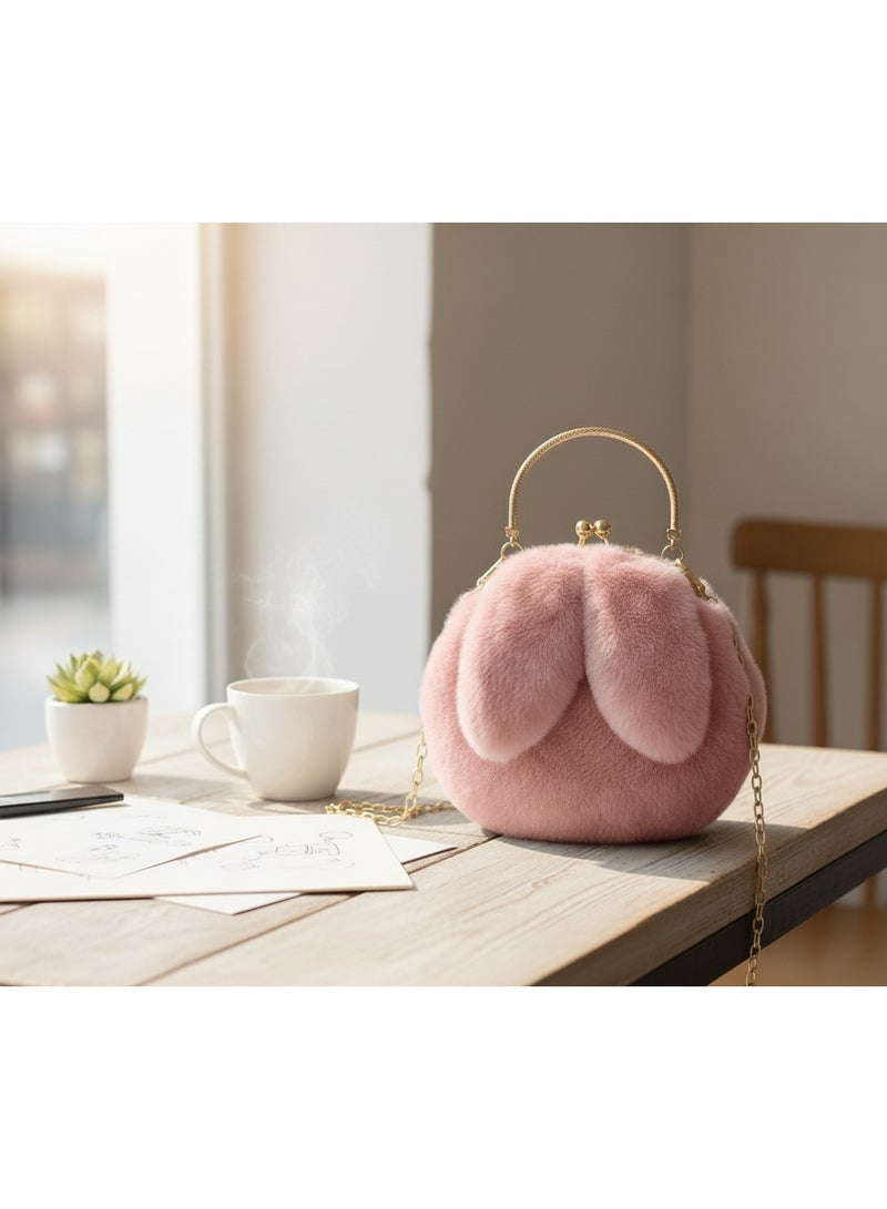 Women’s Cute Crossbody & Handbag – Round Cat Ear Design with Adjustable Golden Chain Strap - Image 5