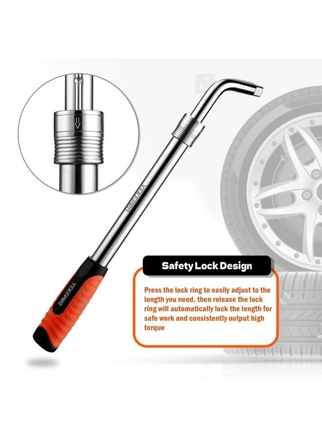 YEKEPRO Lug Wrench with Flip Sockets, 4pc Extendable 4 Way Lug Wrench Telescoping Tire Wheel Wrench Set with 17/19mm and 21/22mm CR-V Sockets, Compatible with Most Vehicles - W12004 - Image 4
