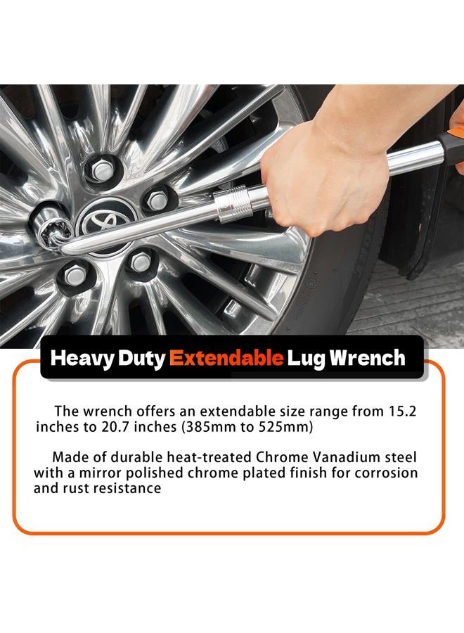 YEKEPRO Lug Wrench with Flip Sockets, 4pc Extendable 4 Way Lug Wrench Telescoping Tire Wheel Wrench Set with 17/19mm and 21/22mm CR-V Sockets, Compatible with Most Vehicles - W12004 - Image 3