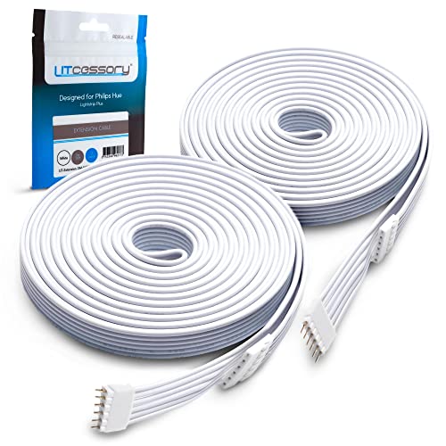Litcessory Extension Cable for Philips HueWiZ Lightstrip 10ft 2 Pack White Standard 6PIN V3 WiZ Lightstrip - Image 1