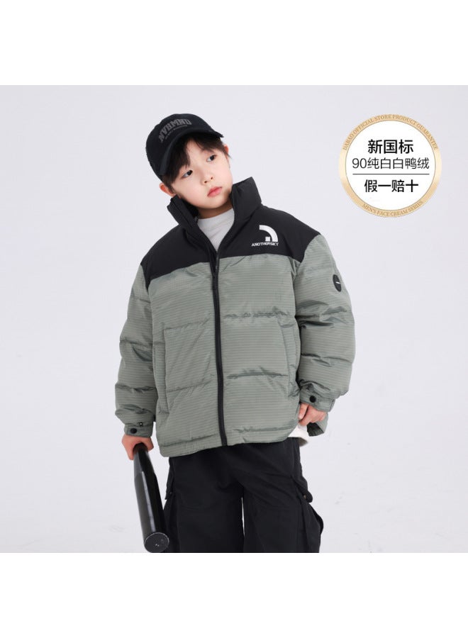 Boys' Winter Korean Style Patchwork 90% White Duck Down Jacket  New Children's Boys' Winter Windproof Thick Coat