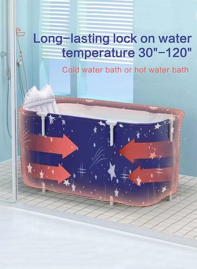 Arabest Portable Bathtub Kit, Foldable Soaking Bathtub for Adults, Freestanding Bathtubs, Hot Bath Tub, Ice Bath, Separate Family Bathroom SPA Tub (Blue,120cm/47inch) - Image 4