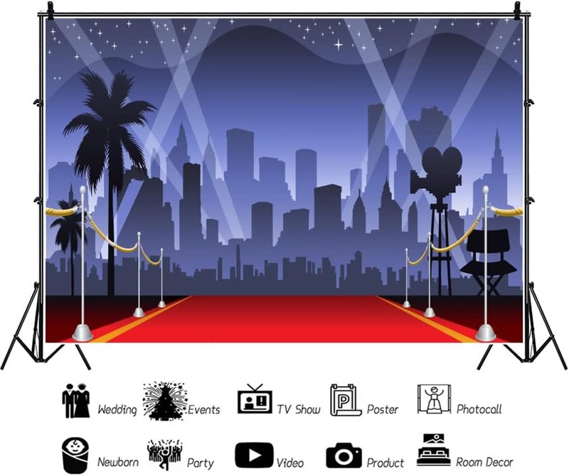 Yeele خلفيات سجادة حمراء 7x5 قدم للتصوير الفوتوغرافي لعرض النجوم في وقت الحفلة لافتة تزيين للأطفال والرضع لالتقاط الصور في كشك التصوير، أدوات استوديو من الفينيل - Image 2