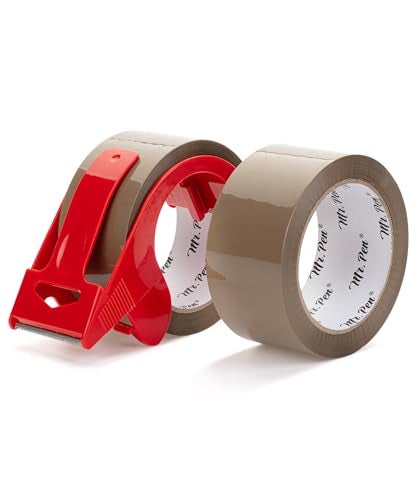 Mr. Pen Mr Pen Brown Packing Tape with Dispenser 2 Inch x 60 Yards x 26 mil 2 Refill Rolls Brown Heavy Duty Packaging Tape for Shipping Packaging Moving and Storage - Image 1