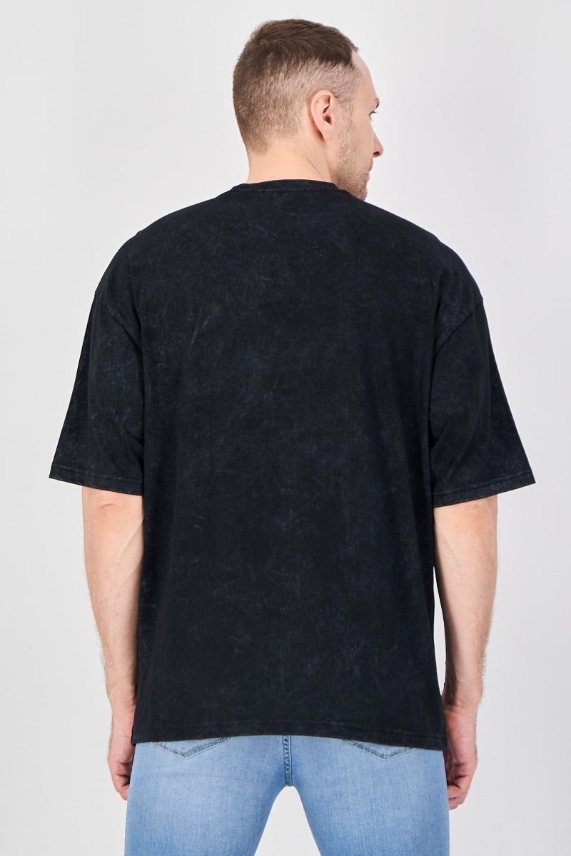 Ketch Men Crew Neck Short Sleeve Embroidered T-Shirt, Black - Image 3