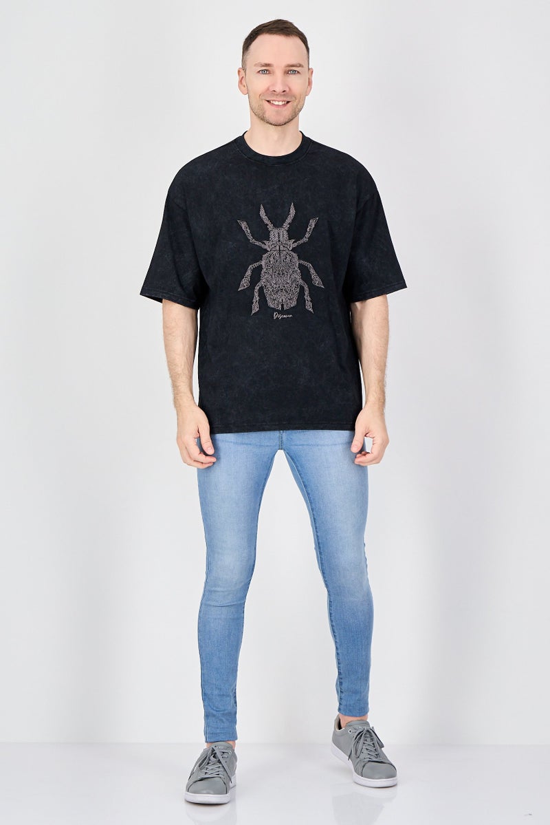 Ketch Men Crew Neck Short Sleeve Embroidered T-Shirt, Black - Image 4