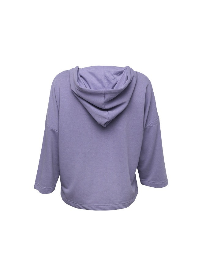 Biggdesign Nature Women's Hoodie Sweatshirt , Long Sleeve, Soft and Thick Fabric, Casual Wear, Purple - Image 4