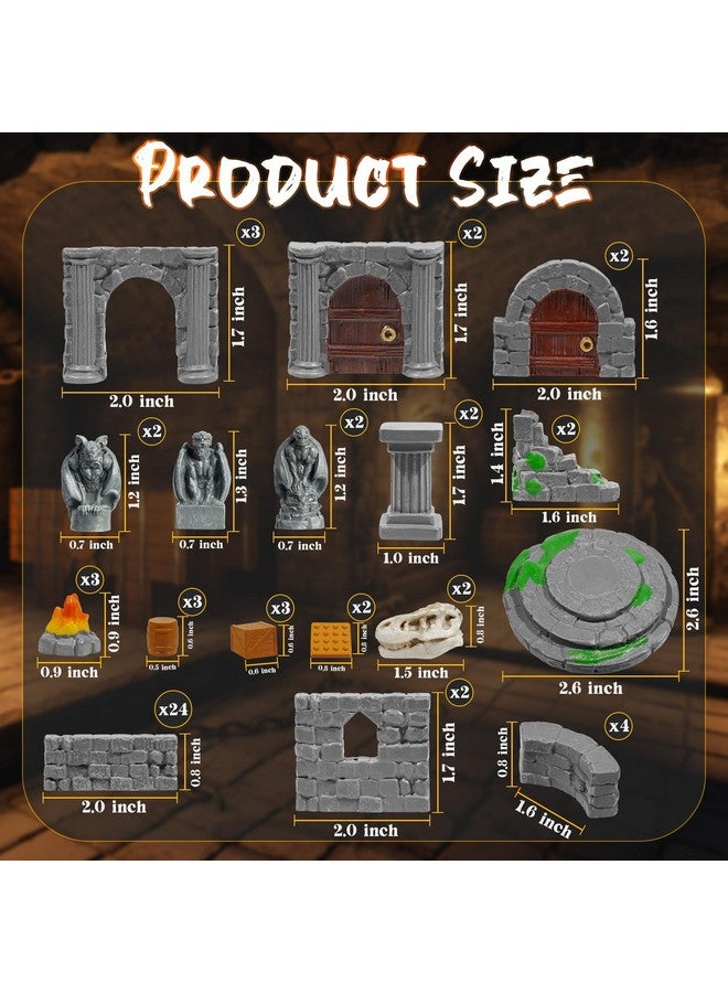 Warmtree 60 Pcs Modular Dungeon Walls,28mm Miniature Terrain Building Accessories for Tabletop Scene Diorama Supplies Battle Grid Mat Accessory - Image 2