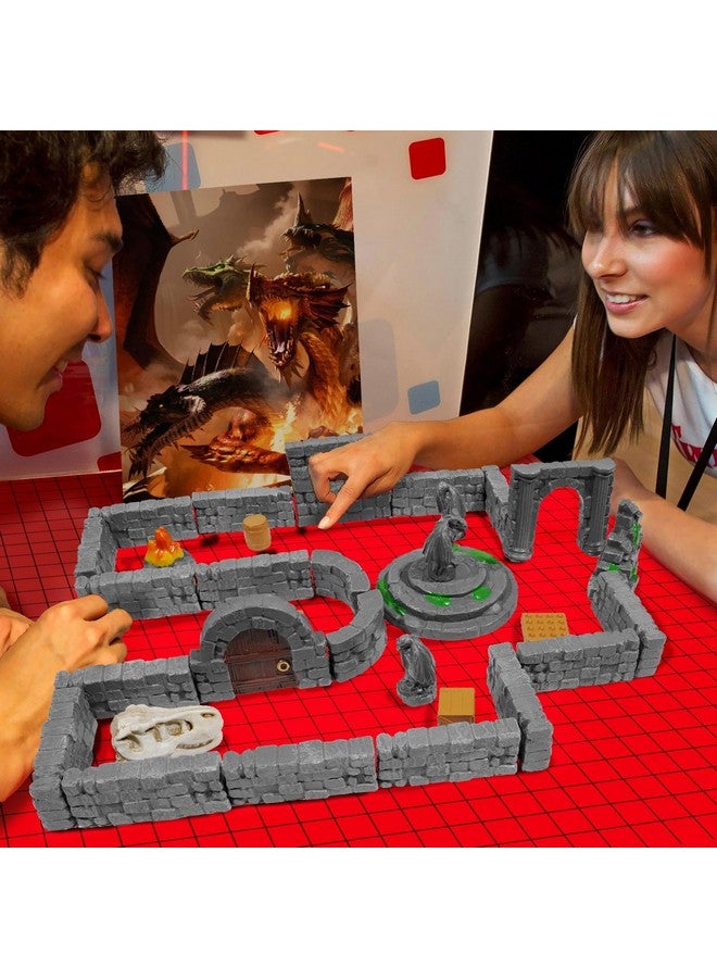 Warmtree 60 Pcs Modular Dungeon Walls,28mm Miniature Terrain Building Accessories for Tabletop Scene Diorama Supplies Battle Grid Mat Accessory - Image 4