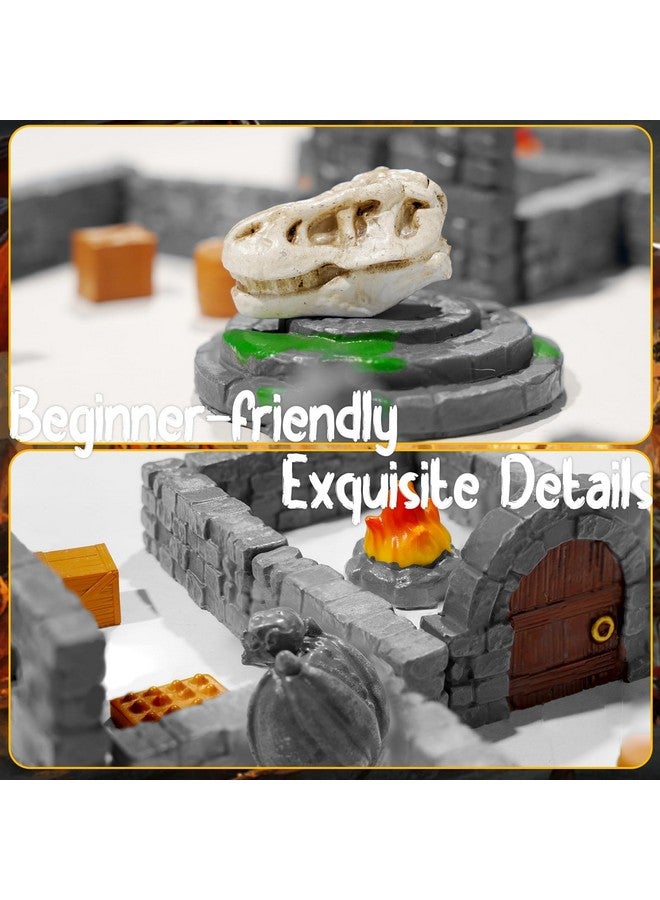 Warmtree 60 Pcs Modular Dungeon Walls,28mm Miniature Terrain Building Accessories for Tabletop Scene Diorama Supplies Battle Grid Mat Accessory - Image 5