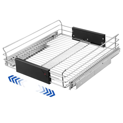 STORKING Expandable Pull Out Cabinet Organizer, Slide Out Drawers for Kitchen Cabinets, Heavy Duty Storage Drawers, Chrome Plated Cabinet Wire Shelf, Adjustable Width 12.5~20.2" W x 17.3" D - Image 1