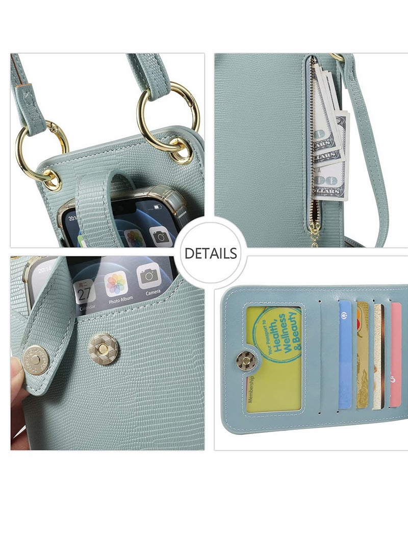 KASTWAVE Cell Phone Purse Wallet Small Crossbody Bags Mini Shoulder Bag with Card Slot for iPhone 13 Pro Max/for Galaxy S22 Ultra Note 20 S22 S21 FE A03s A12 Nacho A32 A42 A51 A52 (Blue)  - Image 4