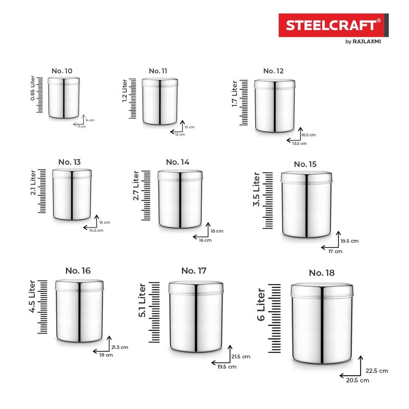 Steelcraft Steelcraft Premium Stainless Steel 17 22G Deep DabbaSilver Colour Airtight Durable LongLasting Reliable Spice Storage Container Steel Jar for Kitchen StorageCapacity5100ml - Image 5