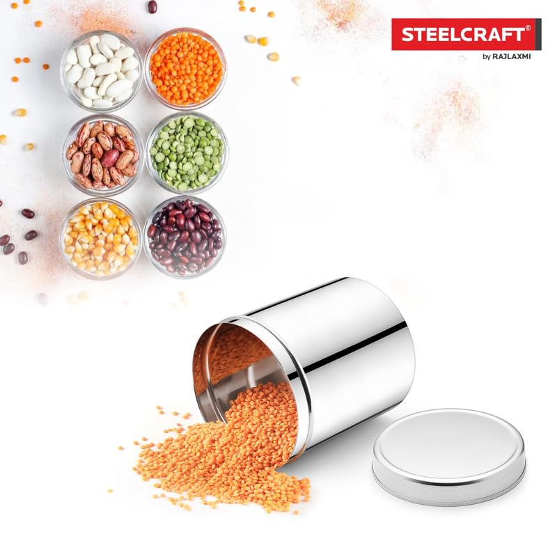 Steelcraft Steelcraft Premium Stainless Steel 17 22G Deep DabbaSilver Colour Airtight Durable LongLasting Reliable Spice Storage Container Steel Jar for Kitchen StorageCapacity5100ml - Image 4