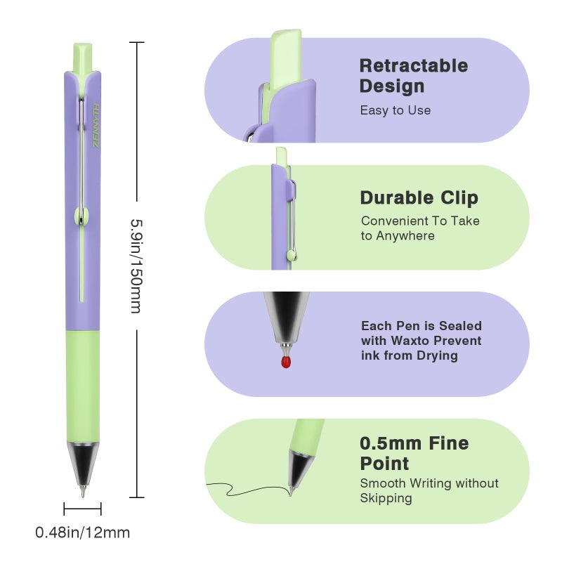 Ddaowanx Gel Pens,5Pcs Fine Point Smooth Writing Pens,0.5mm Black Ink for Journaling,Writing,Note Taking,Office School Supplies,Aesthetic Desk Accessories for Women - Image 2