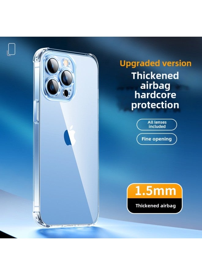 Apple 16 Mobile Phone Case Iphone15 Transparent Soft Case 14 Four Corner Drop-resistant Ultra-thin 13pro12 Drop-resistant Protective Case-Color:Space Shell Transparent-Applicable Model:iphone12 Mini 5.4