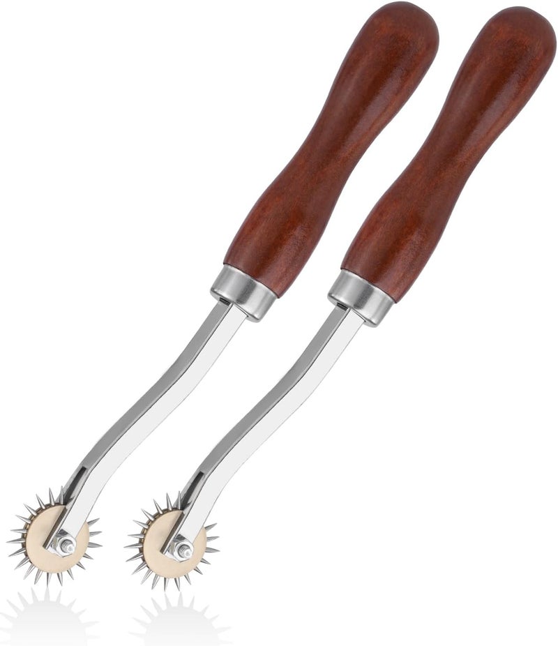 LUNARM 2 PCS Tracing Wheel Sewing Tool - Professional Stitch Marking Spacer, 4mm Leather Needle Point Tracing Wheel with Wooden Handle for Arts and Leather Crafts - Image 1