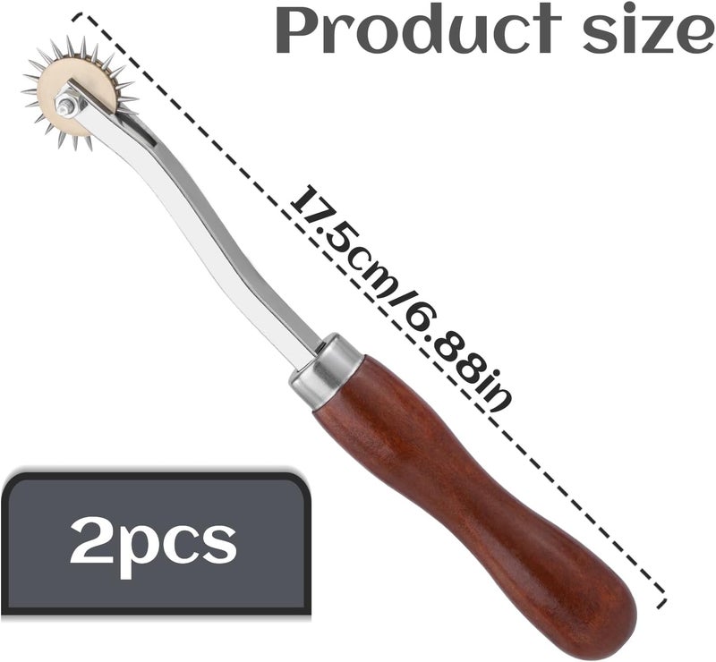 LUNARM 2 PCS Tracing Wheel Sewing Tool - Professional Stitch Marking Spacer, 4mm Leather Needle Point Tracing Wheel with Wooden Handle for Arts and Leather Crafts - Image 2
