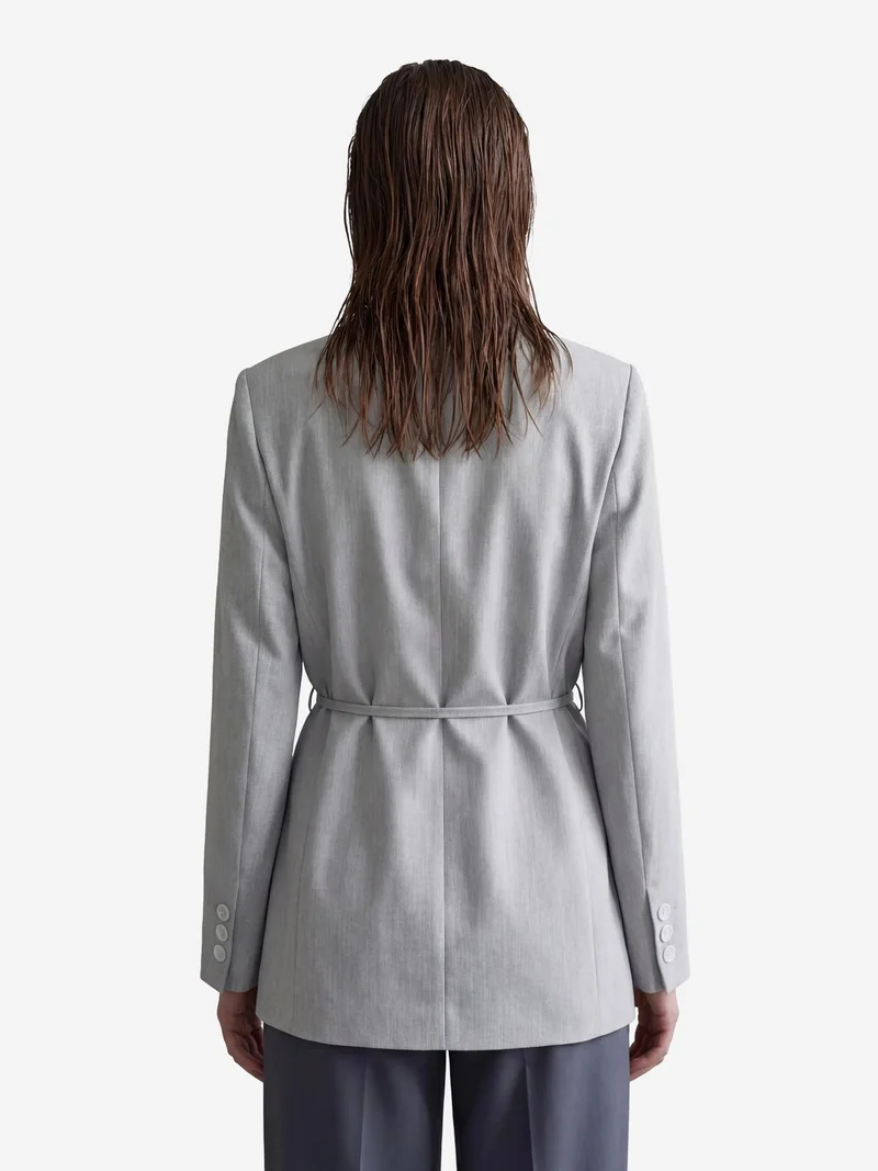 My Fashion Grey MY FASHION Tie Detail Crepe Blazer Jacket for Women | Best Price UAE