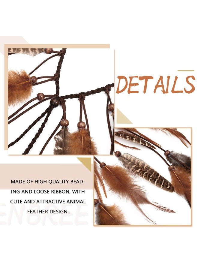 GENBREE Boho Feather Headband Gypsy Headpiece Bohemian Hippie Headbands Indian Hair Band Long Feather Hair Accessories for Women (Pattern 1)  - Image 5