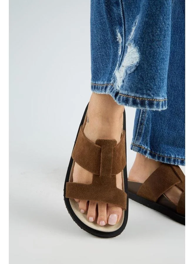 Sabrina Women's Genuine Leather Double-Band Taba Slippers.