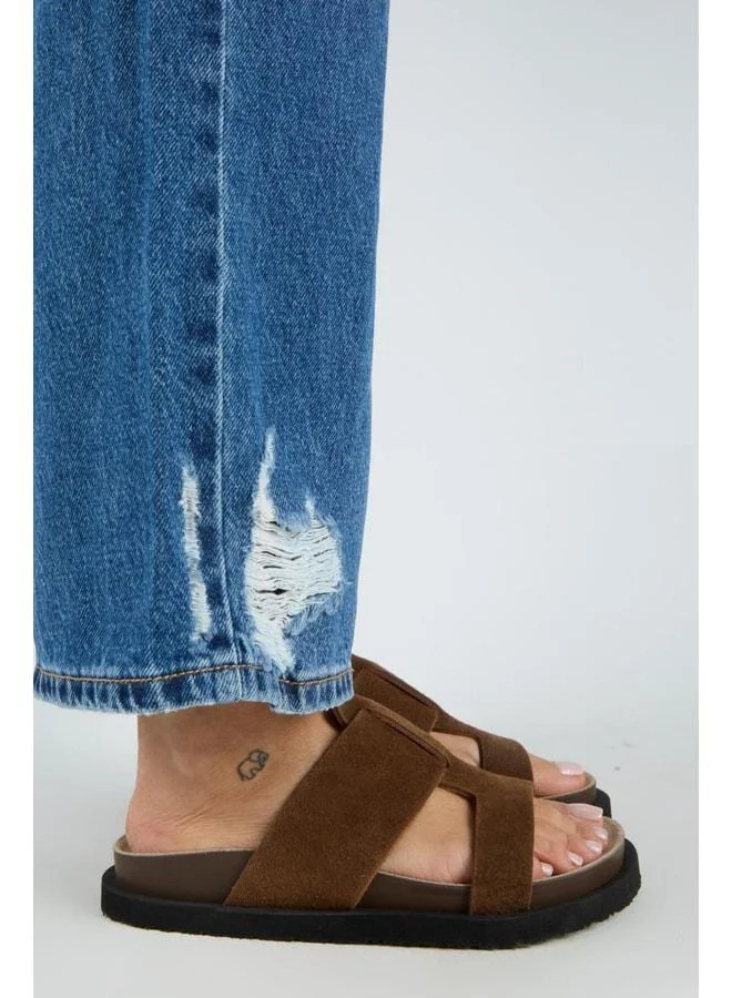 Manijero  Sabrina Women's Genuine Leather Double-Band Taba Slippers. for Women | Best Price UAE