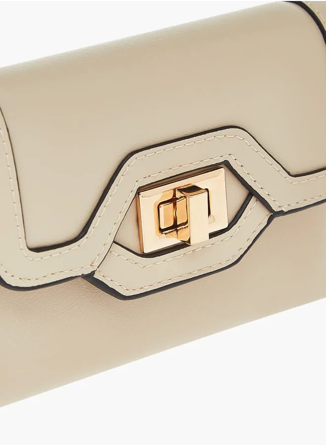 Celeste Womens Solid Bi-Fold Wallet With Lock Clasp Closure