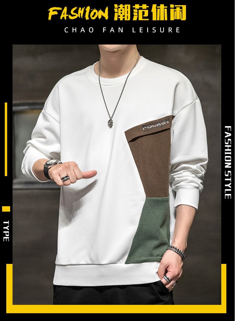 NIBEMINENT Men's long sleeve T-shirt spring and autumn round neck Hoodie new fashion bottoming shirt - Image 5