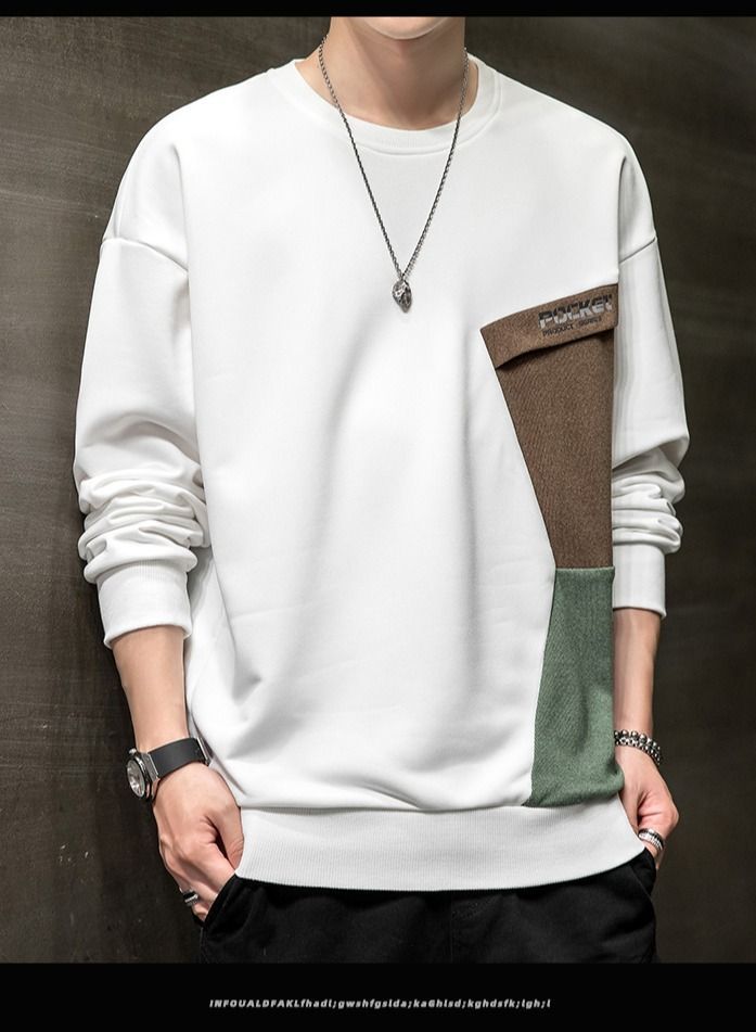 NIBEMINENT Men's long sleeve T-shirt spring and autumn round neck Hoodie new fashion bottoming shirt - Image 1