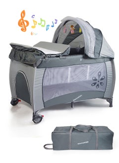 Mamakids Multifunctional Baby Crib, Portable Foldable Baby Newborn Travel Bed, Baby Cot Bassinet With Toys And Changing Diaper Table  - Image 1