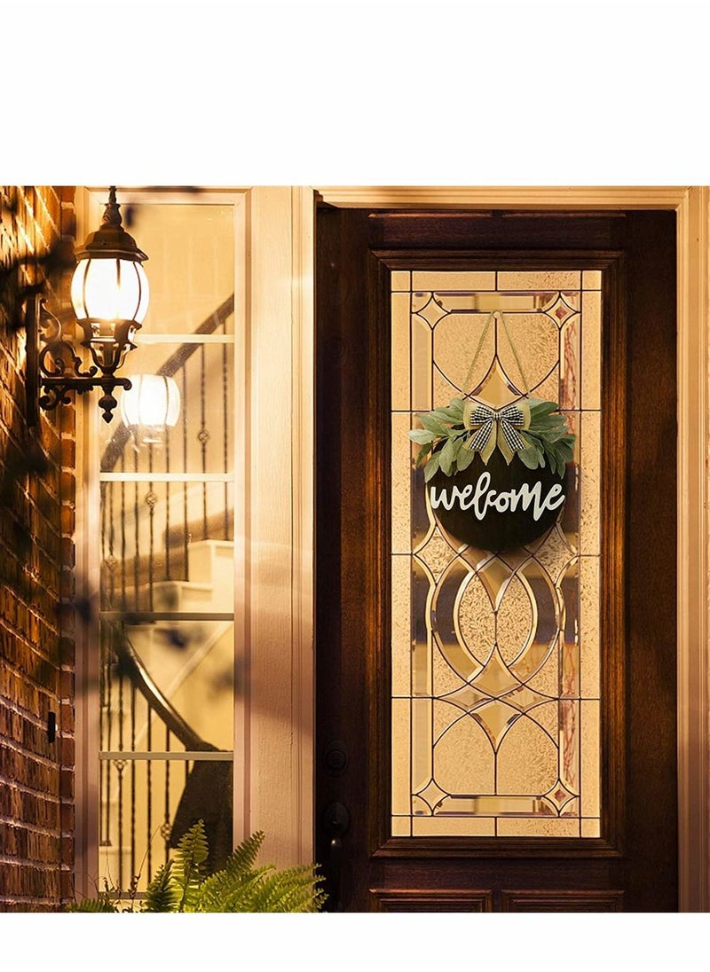 Y&D - Welcome Wreath Sign, Sign for Farmhouse Front Porch Decor, Rustic Home Door Hangers with Premium Greenery, Hanging Housewarming Decoration - Image 1